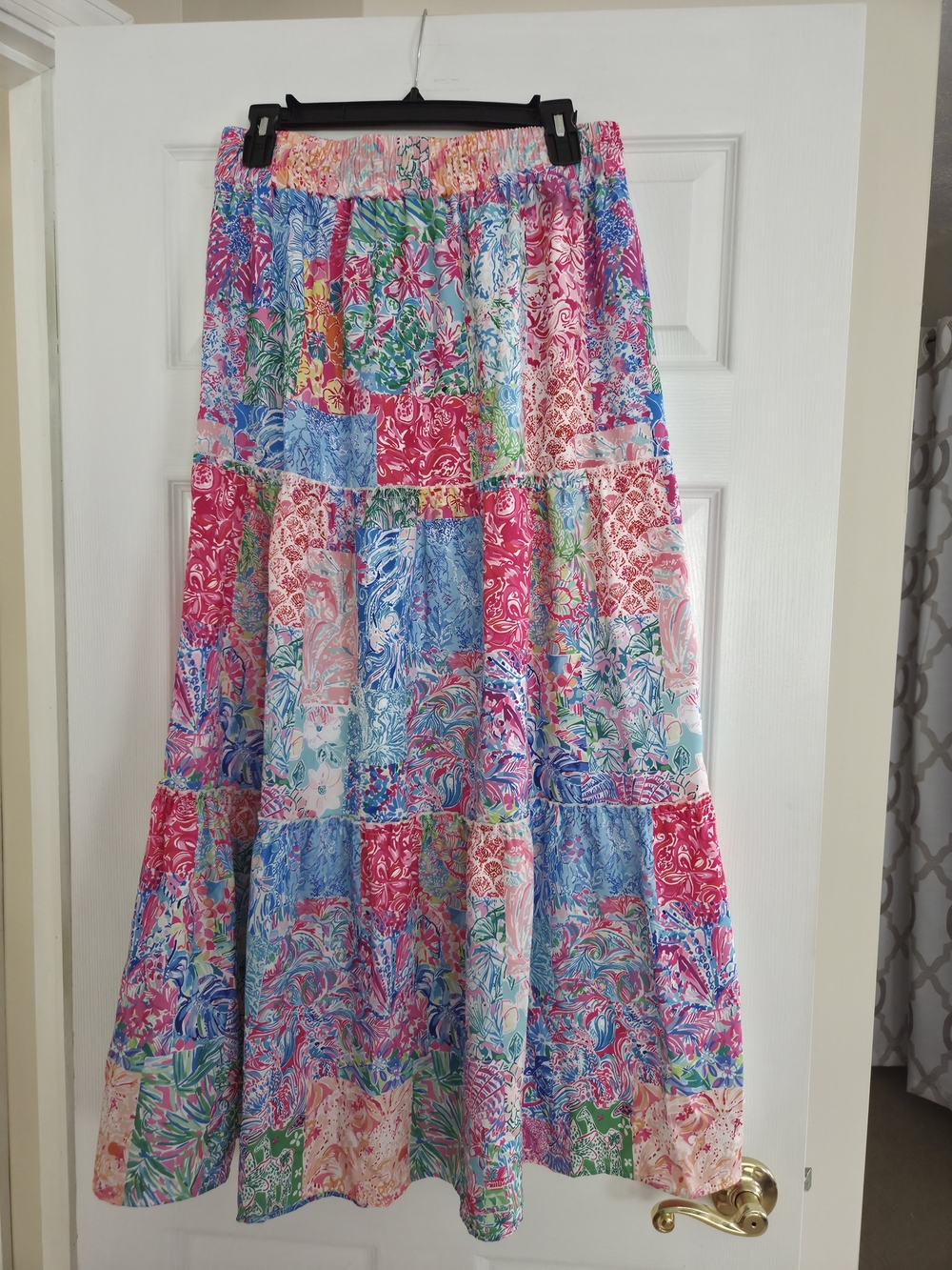 Tiered Patchwork Floral Maxi Skirt in Multi Xl Fits Like L - Picture 6 of 8